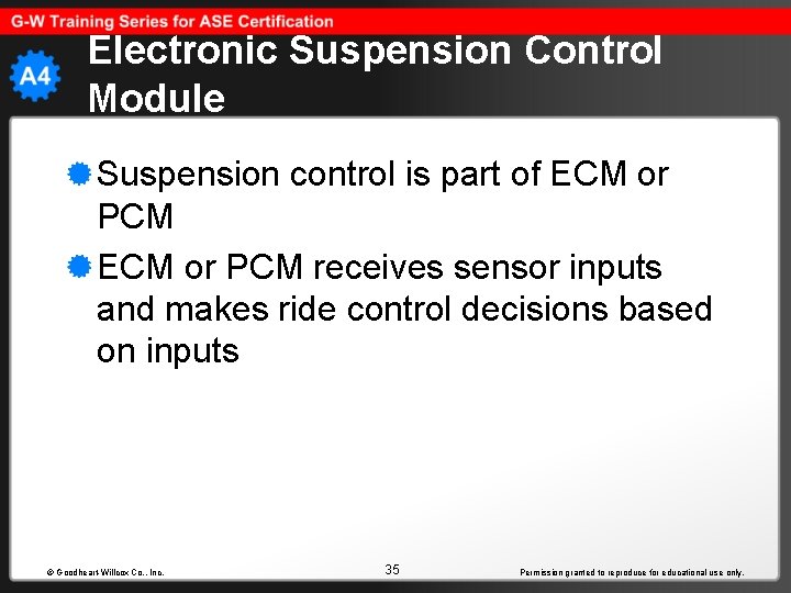 Electronic Suspension Control Module Suspension control is part of ECM or PCM receives sensor