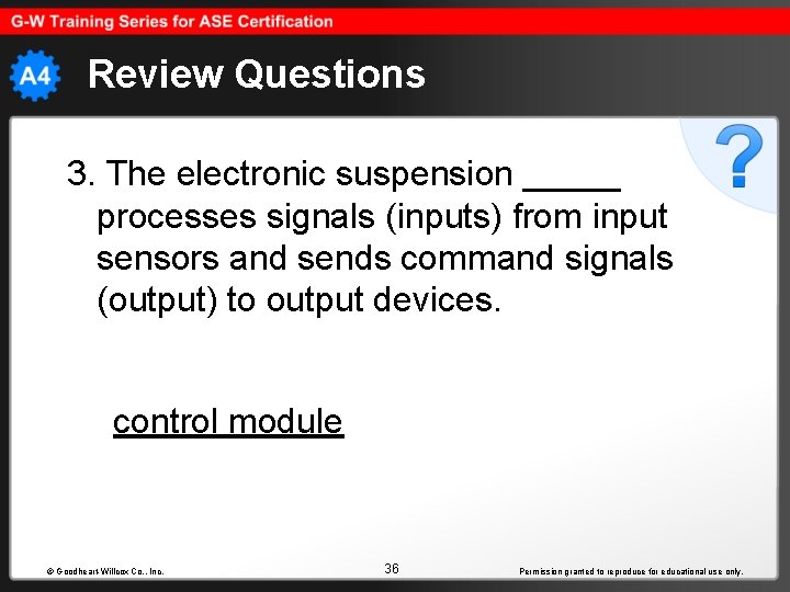 Review Questions 3. The electronic suspension _____ processes signals (inputs) from input sensors and