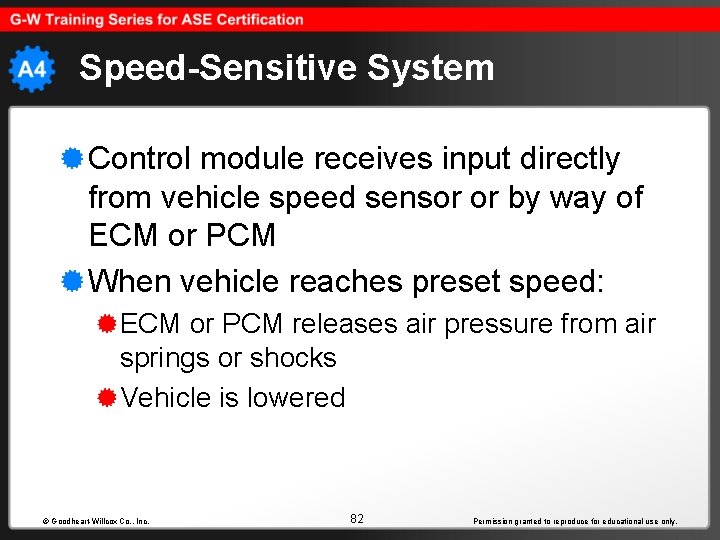 Speed-Sensitive System Control module receives input directly from vehicle speed sensor or by way