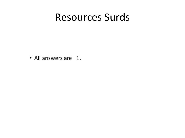 Resources Surds • 