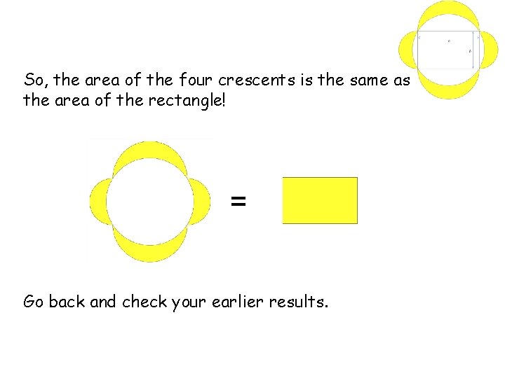 So, the area of the four crescents is the same as the area of