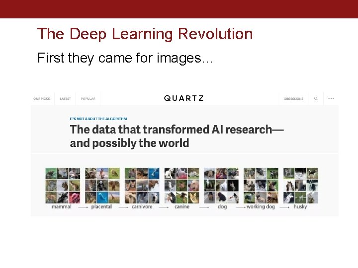 The Deep Learning Revolution First they came for images… 