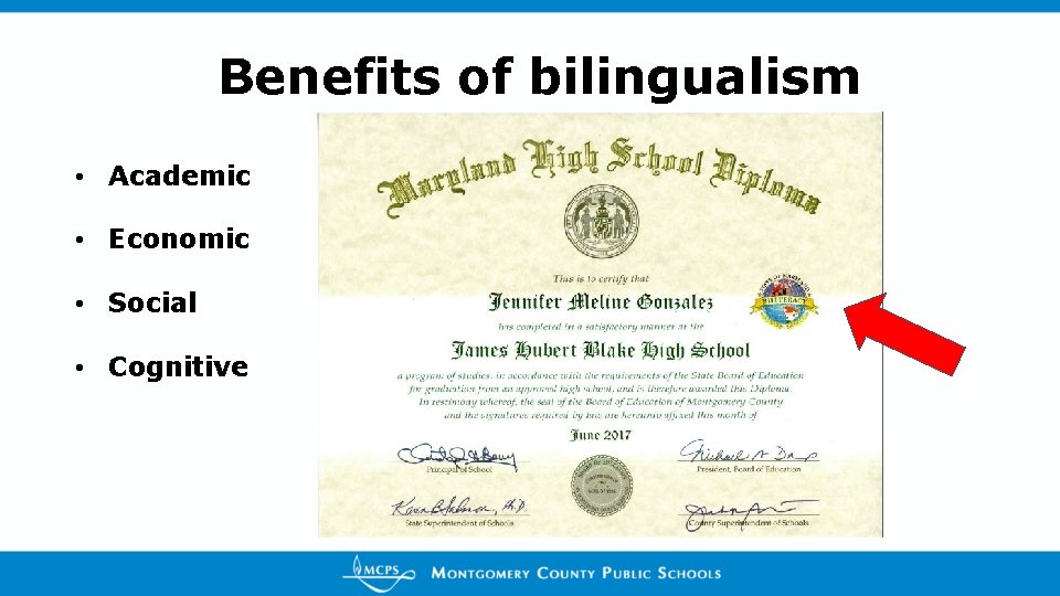 Benefits of bilingualism • Academic • Economic • Social • Cognitive 