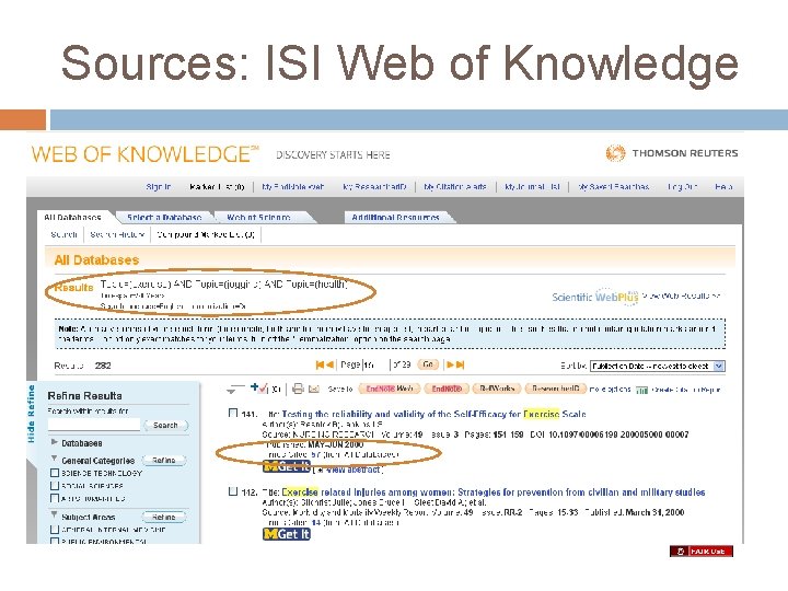 Sources: ISI Web of Knowledge 