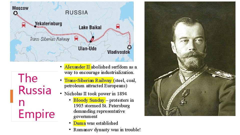 The Russia n Empire • Alexander II abolished serfdom as a way to encourage The Russia n Empire • Alexander II abolished serfdom as a way to encourage