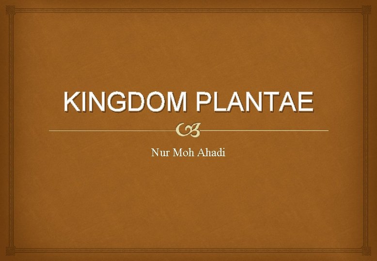 KINGDOM PLANTAE Nur Moh Ahadi 