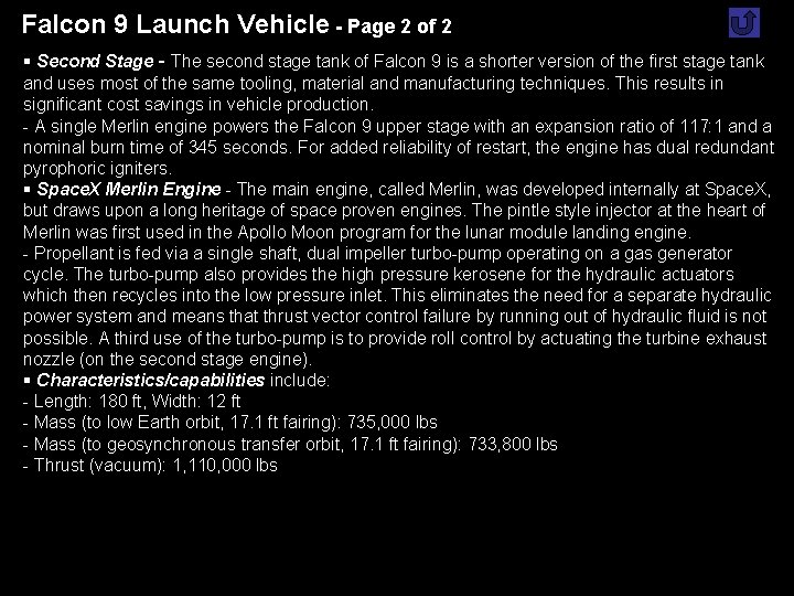 Falcon 9 Launch Vehicle - Page 2 of 2 § Second Stage - The