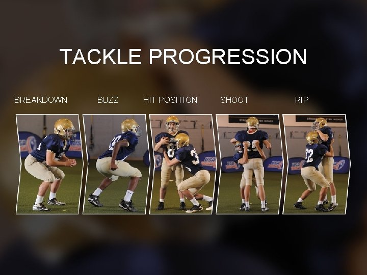 TACKLE PROGRESSION BREAKDOWN BUZZ HIT POSITION SHOOT RIP 