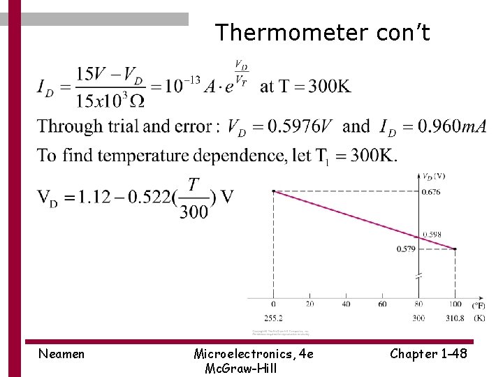 Thermometer con’t Neamen Microelectronics, 4 e Mc. Graw-Hill Chapter 1 -48 