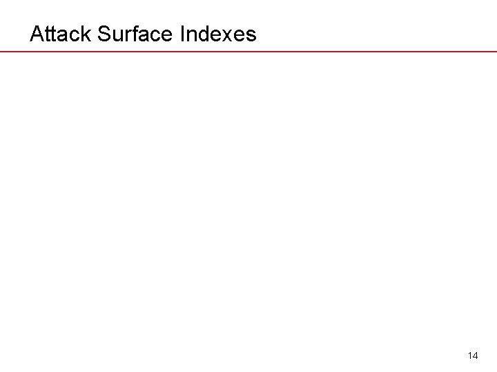 Attack Surface Indexes 14 