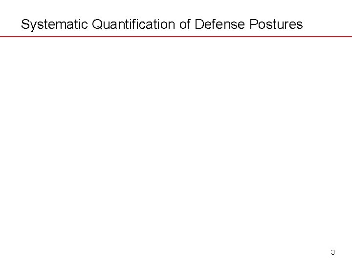 Systematic Quantification of Defense Postures 3 