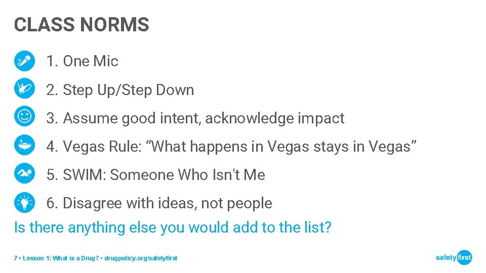 CLASS NORMS 1. One Mic 2. Step Up/Step Down 3. Assume good intent, acknowledge