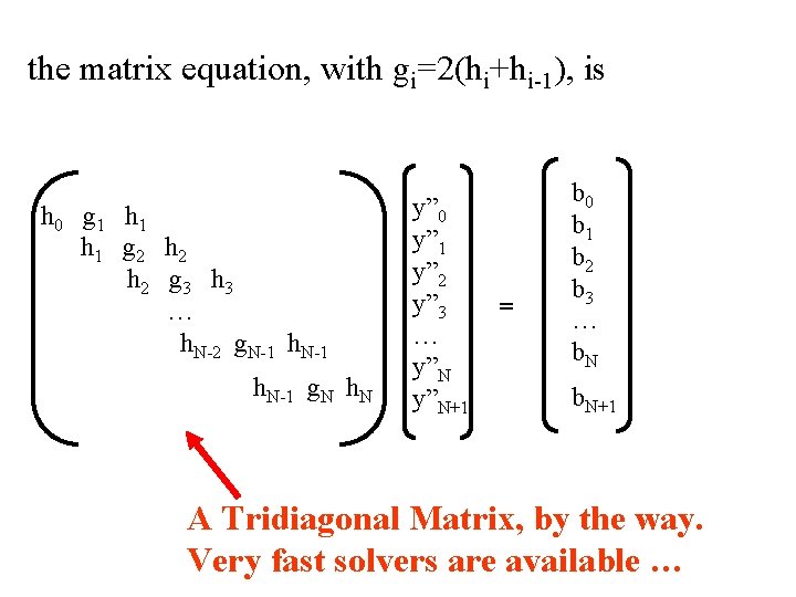 the matrix equation, with gi=2(hi+hi-1), is h 0 g 1 h 1 g 2