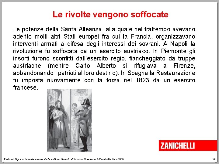 Le rivolte vengono soffocate Le potenze della Santa Alleanza, alla quale nel frattempo avevano