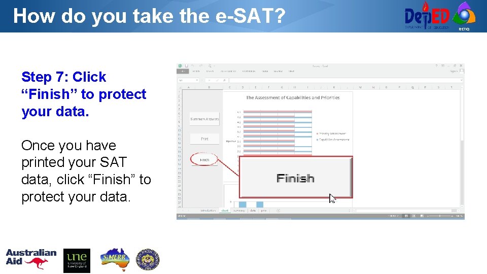 How do you take the e-SAT? Step 7: Click “Finish” to protect your data.