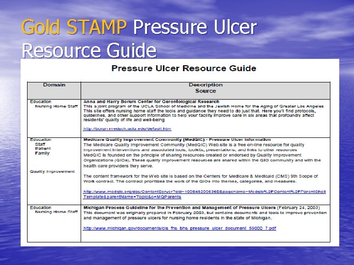 Gold STAMP Pressure Ulcer Resource Guide 