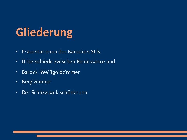 Gliederung ● Präsentationen des Barocken Stils ● Unterschiede zwischen Renaissance und ● Barock Weißgoldzimmer