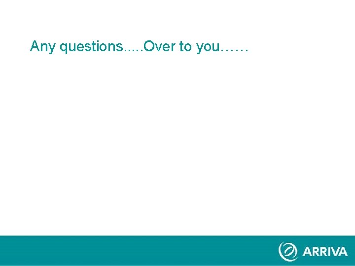 Any questions. . . Over to you…… Any questions. . . Over to you……