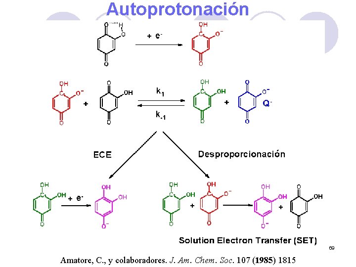 Autoprotonación 69 Amatore, C. , y colaboradores. J. Am. Chem. Soc. 107 (1985) 1815