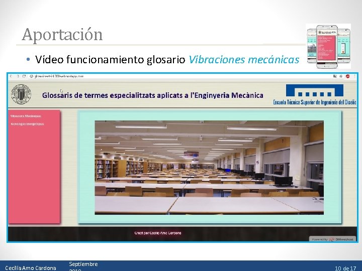 Aportación • Vídeo funcionamiento glosario Vibraciones mecánicas Cecilia Amo Cardona Septiembre 10 de 17