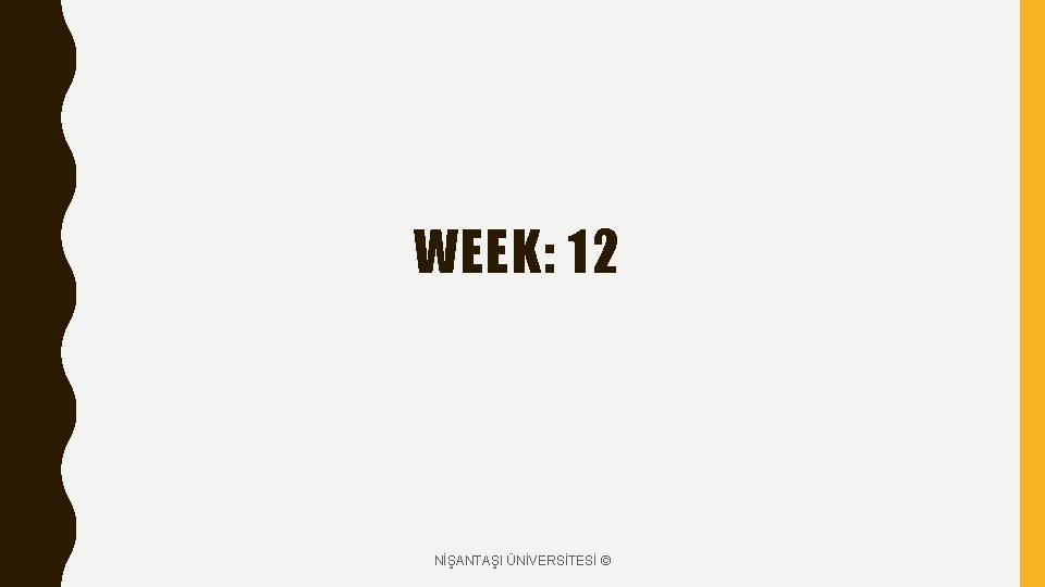 WEEK: 12 NİŞANTAŞI ÜNİVERSİTESİ © 