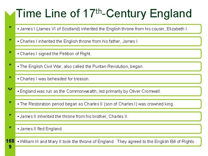 Time Line of 17 th-Century England 160 3 162 5 162 8 164 2