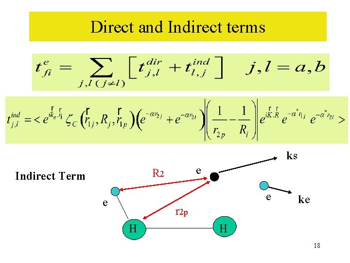 Direct and Indirect terms ks e R 2 Indirect Term e e r 2