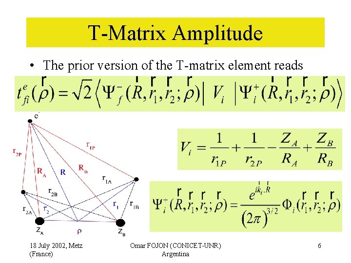 T-Matrix Amplitude • The prior version of the T-matrix element reads 18 July 2002,