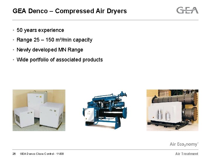GEA Denco – Compressed Air Dryers • 50 years experience • Range 25 –