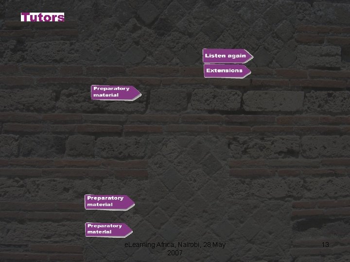 e. Learning Africa, Nairobi, 28 May 2007 13 