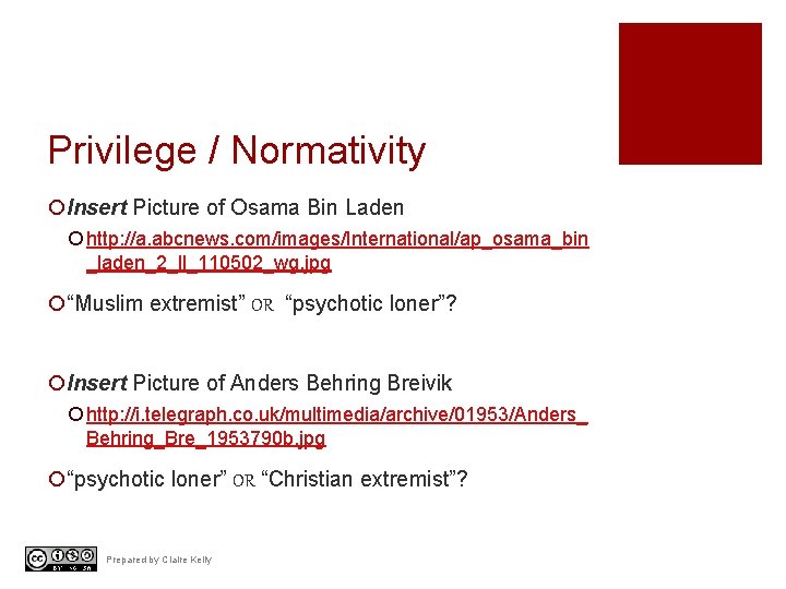 Privilege / Normativity ¡Insert Picture of Osama Bin Laden ¡ http: //a. abcnews. com/images/International/ap_osama_bin