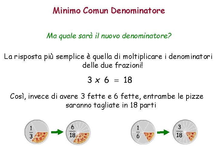 Minimo Comun Denominatore Ma quale sarà il nuovo denominatore? La risposta più semplice è