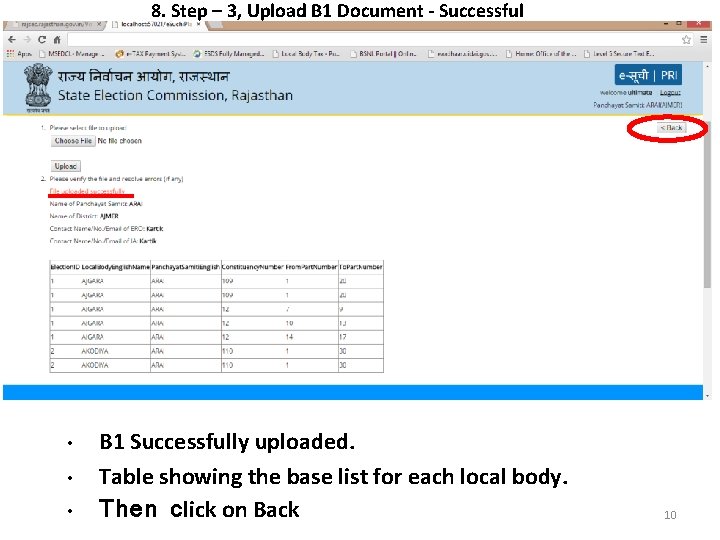 8. Step – 3, Upload B 1 Document - Successful • • • B