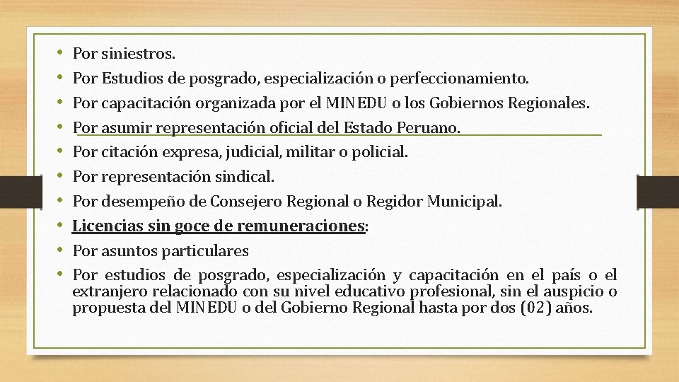 • • • Por siniestros. Por Estudios de posgrado, especialización o perfeccionamiento. Por • • • Por siniestros. Por Estudios de posgrado, especialización o perfeccionamiento. Por