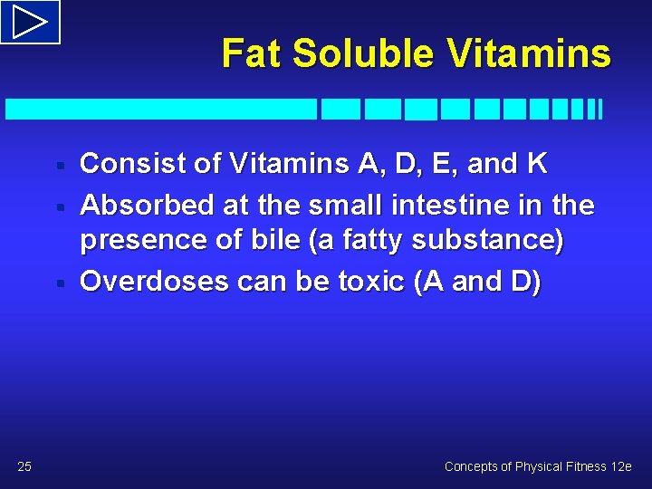 Fat Soluble Vitamins § § § 25 Consist of Vitamins A, D, E, and