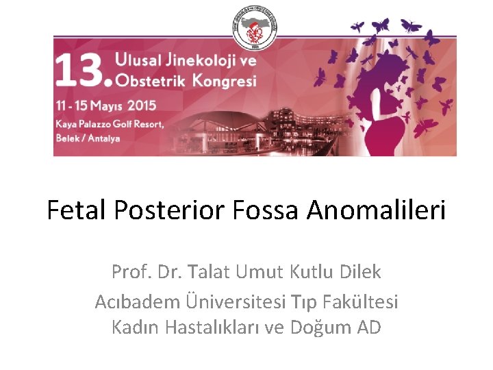 Fetal Posterior Fossa Anomalileri Prof. Dr. Talat Umut Kutlu Dilek Acıbadem Üniversitesi Tıp Fakültesi