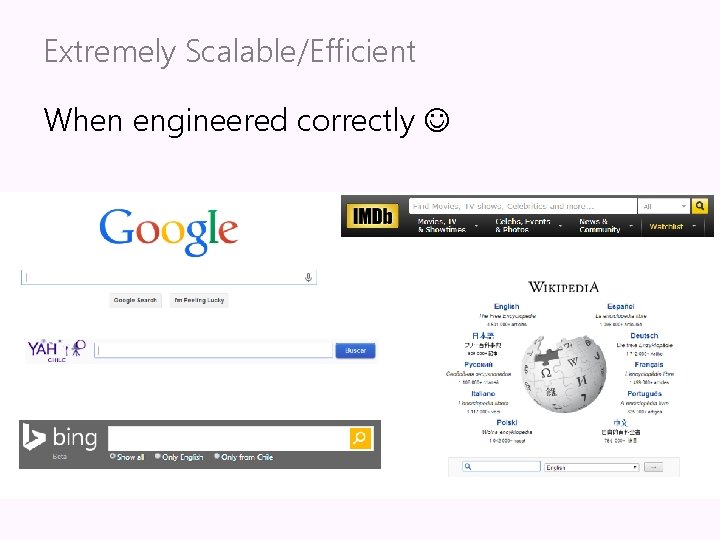 Extremely Scalable/Efficient When engineered correctly 