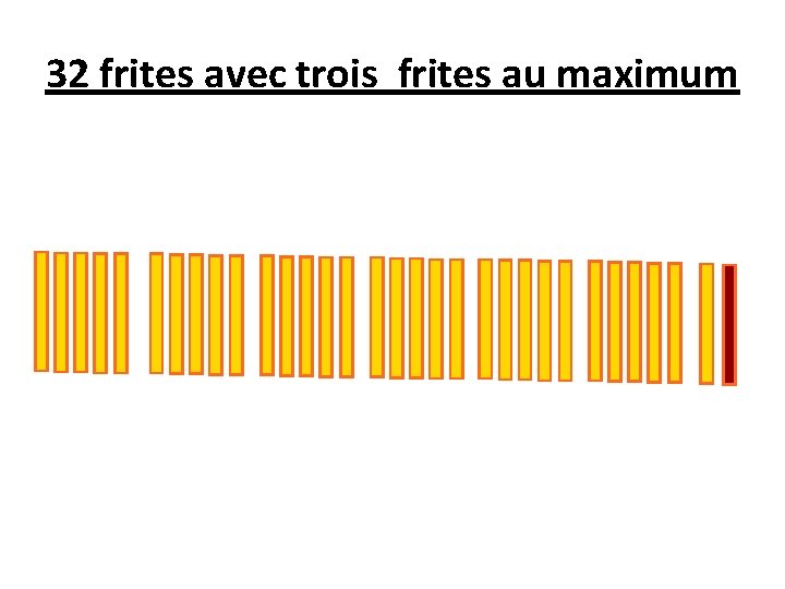 32 frites avec trois frites au maximum 