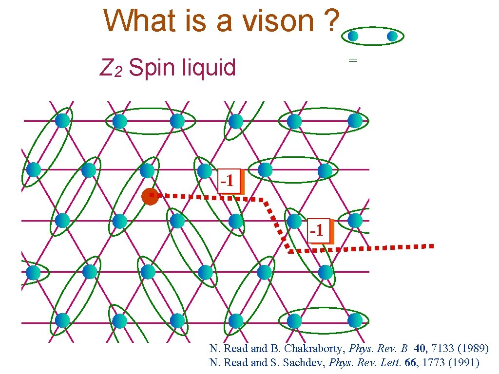 What is a vison ? = Z 2 Spin liquid -1 -1 N. Read