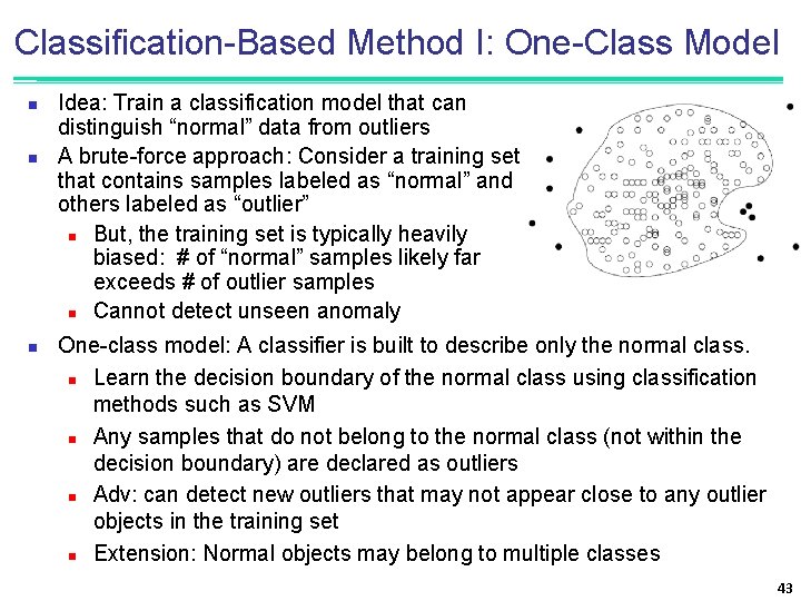 Classification-Based Method I: One-Class Model n n n Idea: Train a classification model that