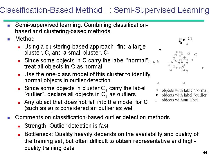 Classification-Based Method II: Semi-Supervised Learning n n n Semi-supervised learning: Combining classificationbased and clustering-based