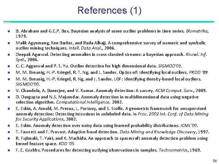 References (1) n n n n B. Abraham and G. E. P. Box. Bayesian