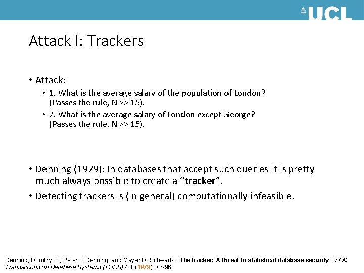 Attack I: Trackers • Attack: • 1. What is the average salary of the