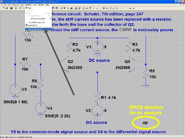 CMRR SPICE directive for dc analysis 