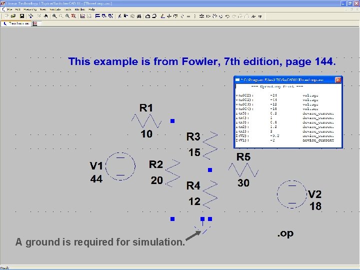 A ground is required for simulation. 