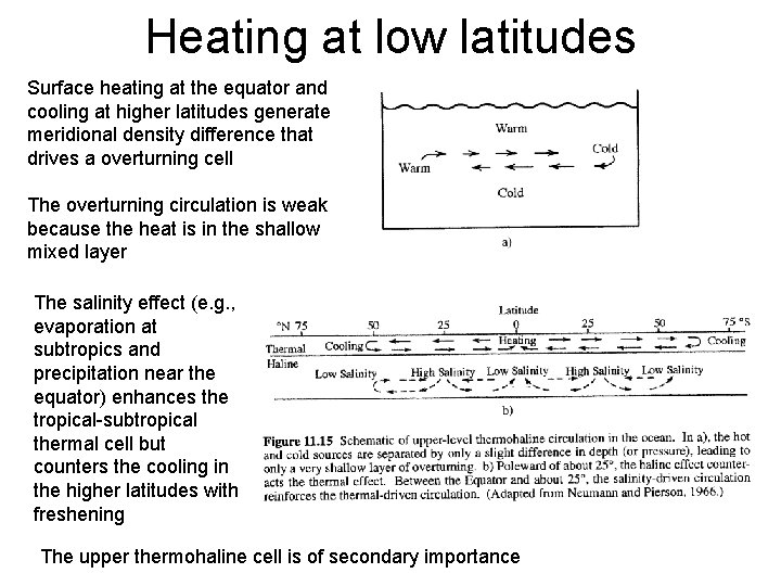 Heating at low latitudes Surface heating at the equator and cooling at higher latitudes