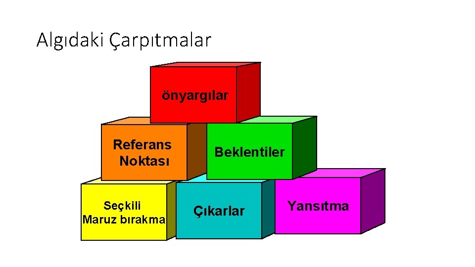 Algıdaki Çarpıtmalar önyargılar Referans Noktası Seçkili Maruz bırakma Beklentiler Çıkarlar Yansıtma 