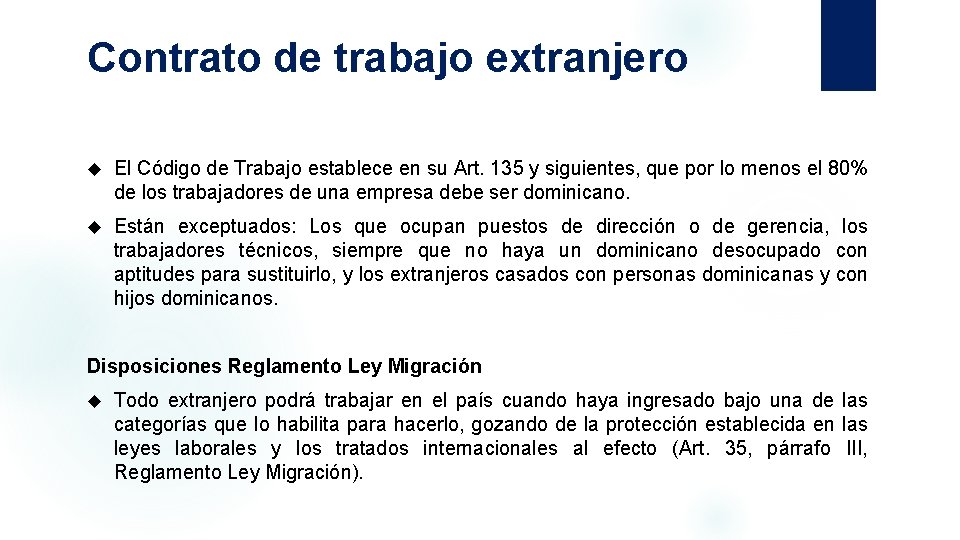 Contrato de trabajo extranjero El Código de Trabajo establece en su Art. 135 y