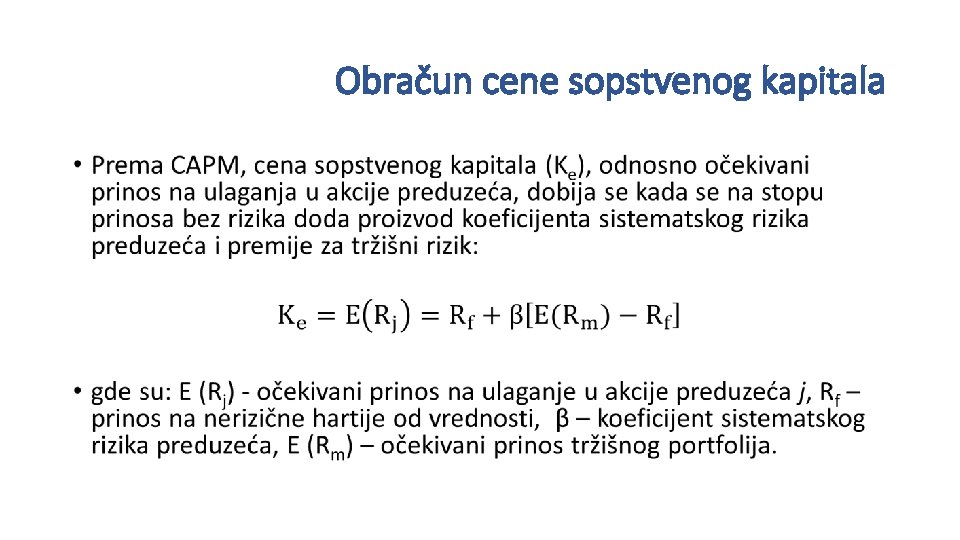 Obračun cene sopstvenog kapitala • 