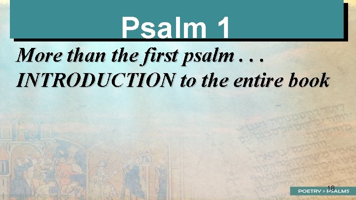 Psalm 1 More than the first psalm. . . INTRODUCTION to the entire book